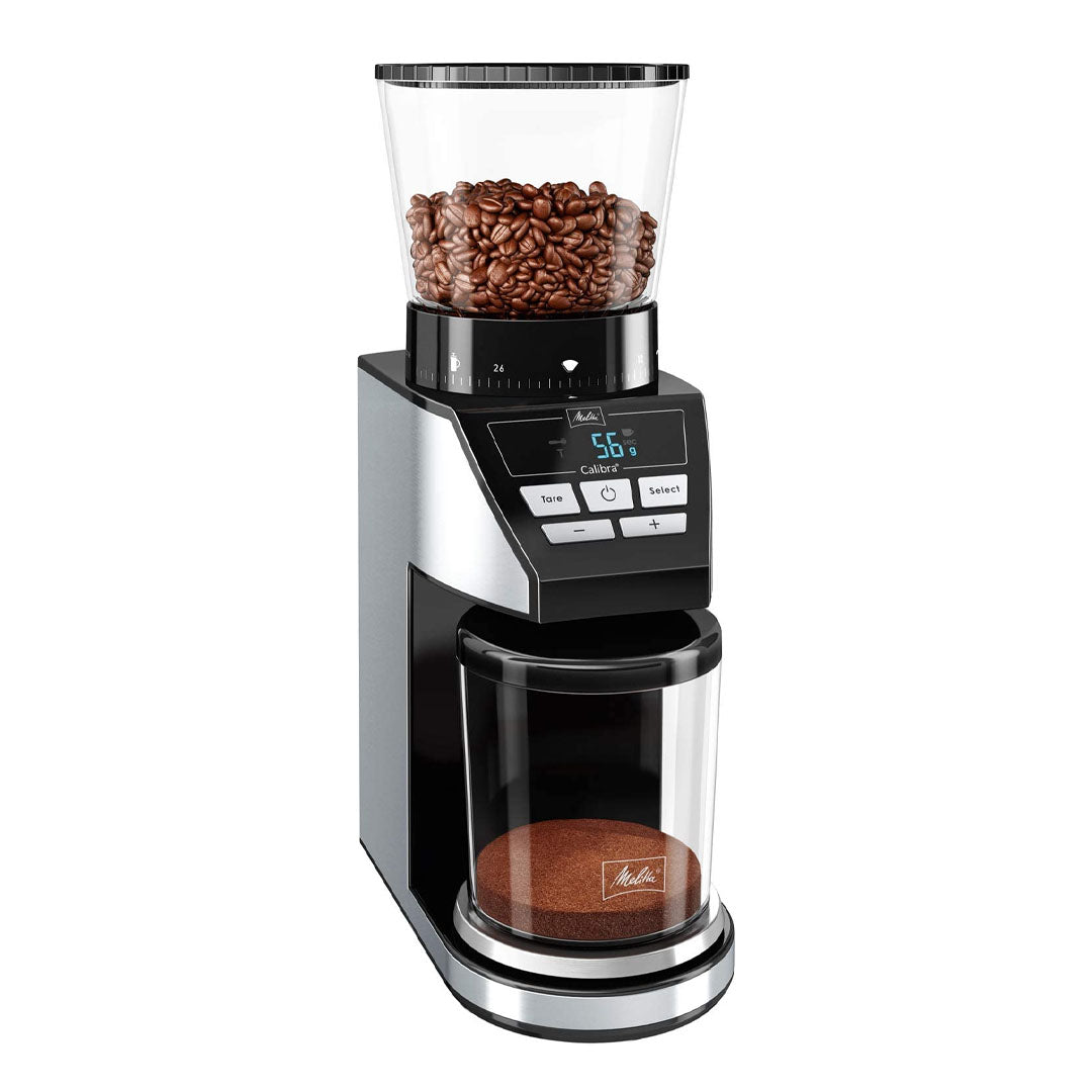 Melitta CALIBRA Automatic Electric Coffee Grinder, Conical Burr Grinder, 39 Settings, 375g Beans Container