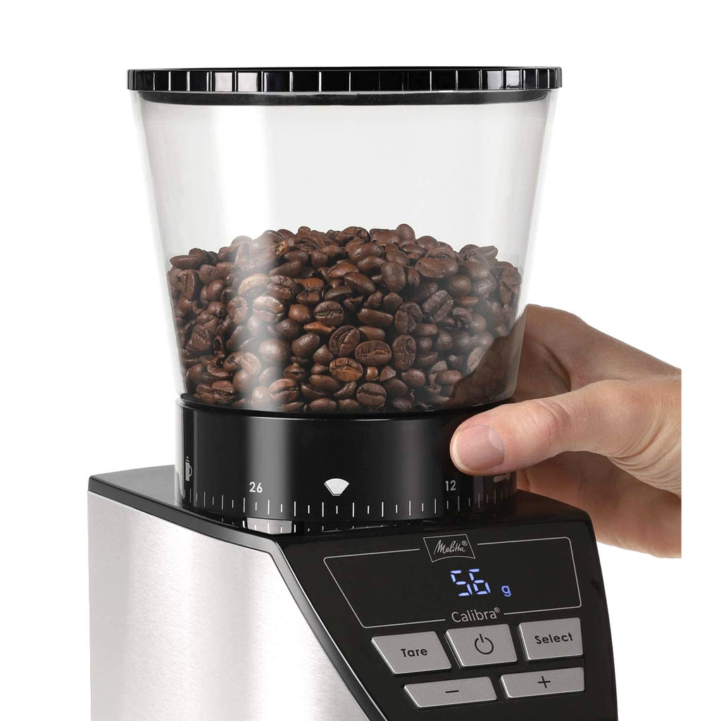 Melitta CALIBRA Automatic Electric Coffee Grinder, Conical Burr Grinder, 39 Settings, 375g Beans Container