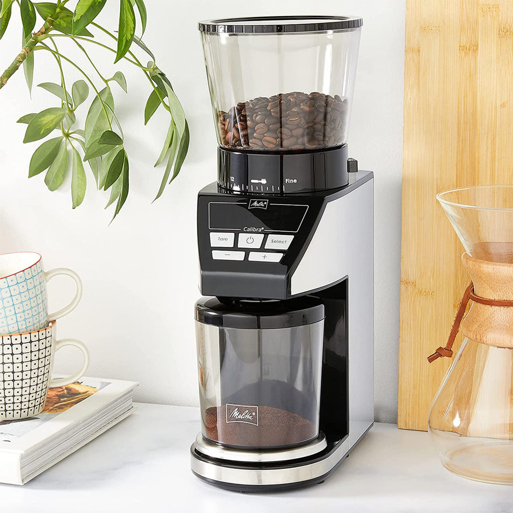 Melitta CALIBRA Automatic Electric Coffee Grinder, Conical Burr Grinder, 39 Settings, 375g Beans Container