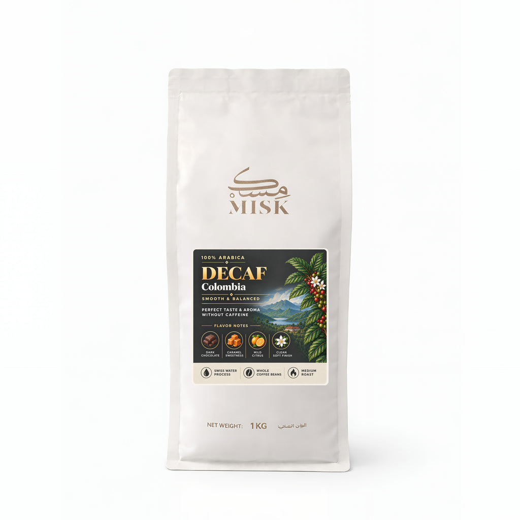 MISK DECAF Colombia Coffee Beans | 100% Arabica | Smooth & Balanced | 1 kg
