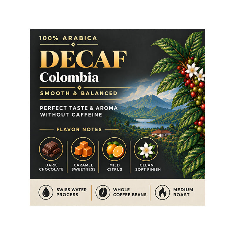 MISK DECAF Colombia Coffee Beans | 100% Arabica | Smooth & Balanced | 1 kg