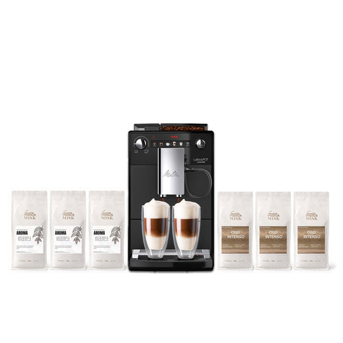 Combo: Melitta Latticia OT Coffee Machine + 3Kg Aroma + 3Kg Oro Intenso Coffee